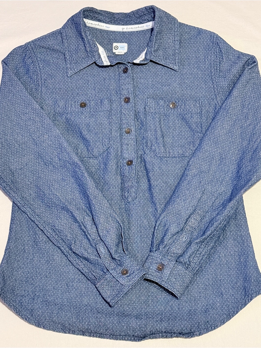 Toms Blue Button-Front Women's Chambray Shirt